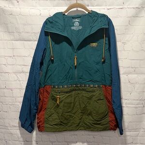 L.L. Bean Men's Mountain Classic Anorak Multicolor Windbreaker Size Medium